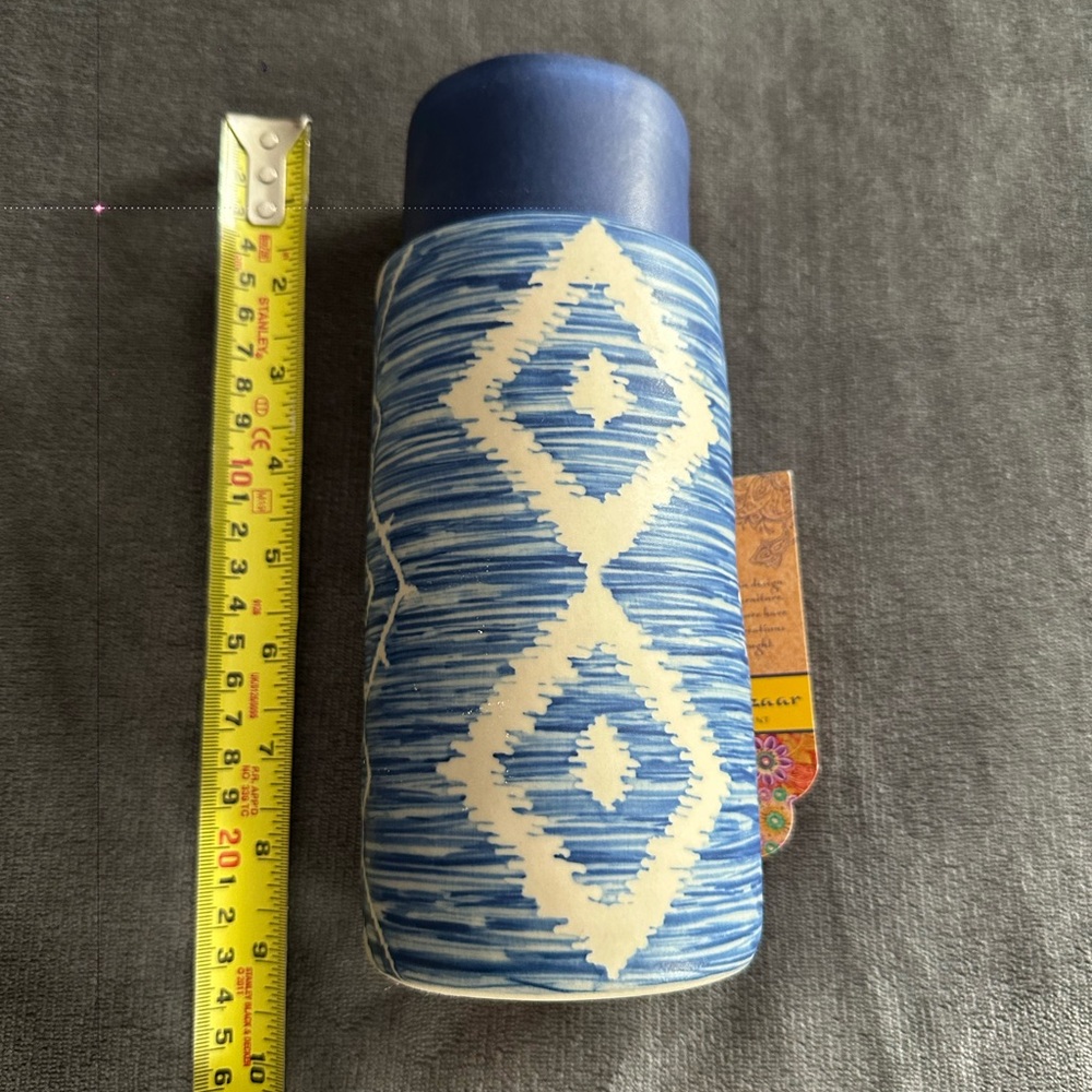 Ceramic Blue Patterned Vase - Picture 3 of 4